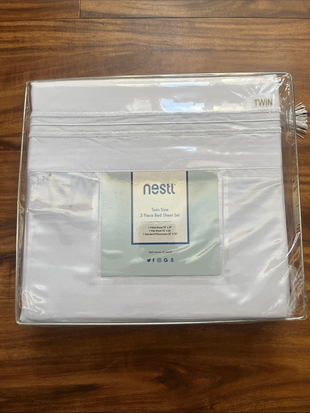 NESTL Twin 3-Piece Bed Sheet Set in White